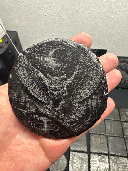 Laser engraved slate coasters - sassy attitude collection round slate