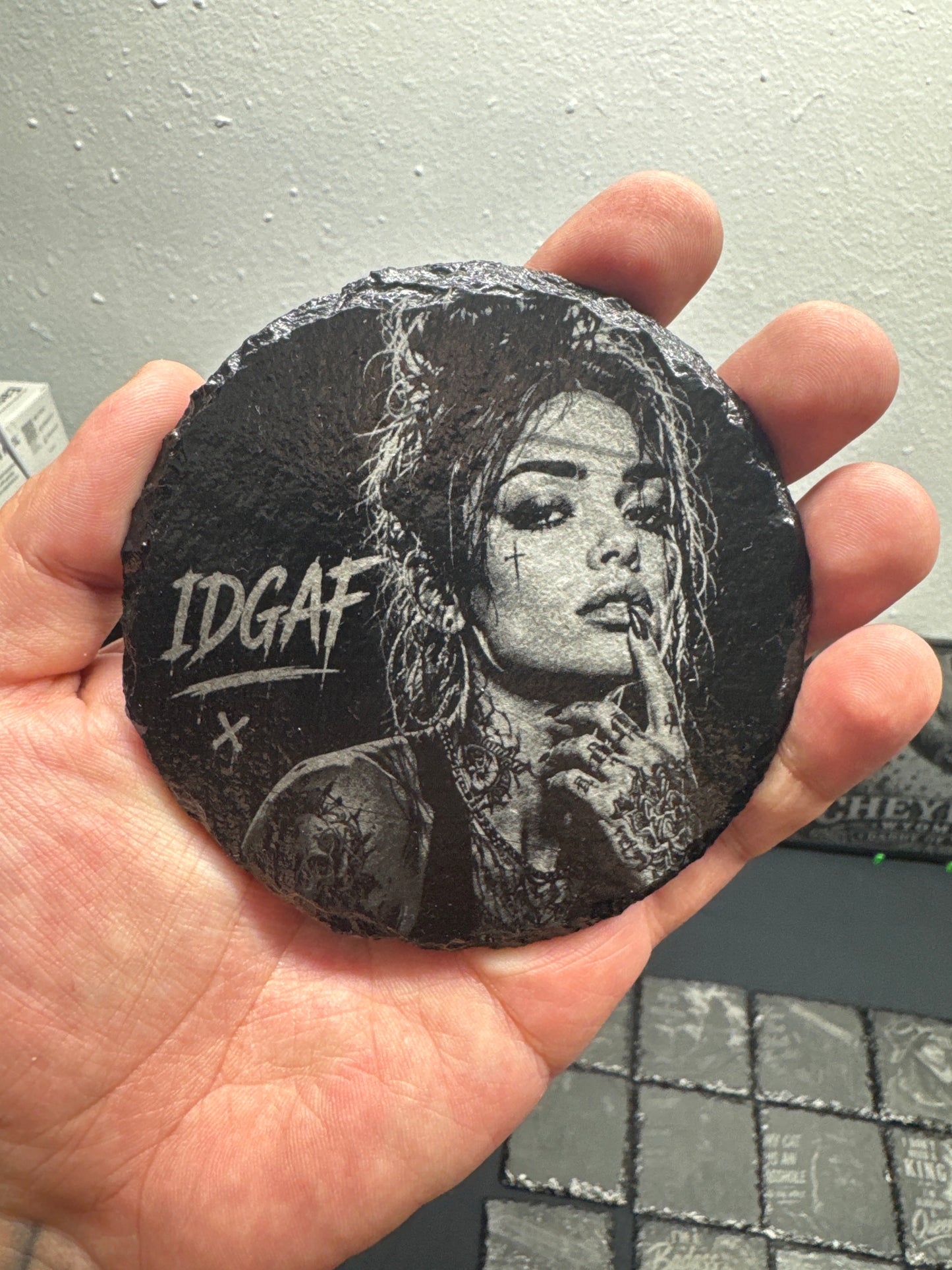 Engraved slate coaster collection