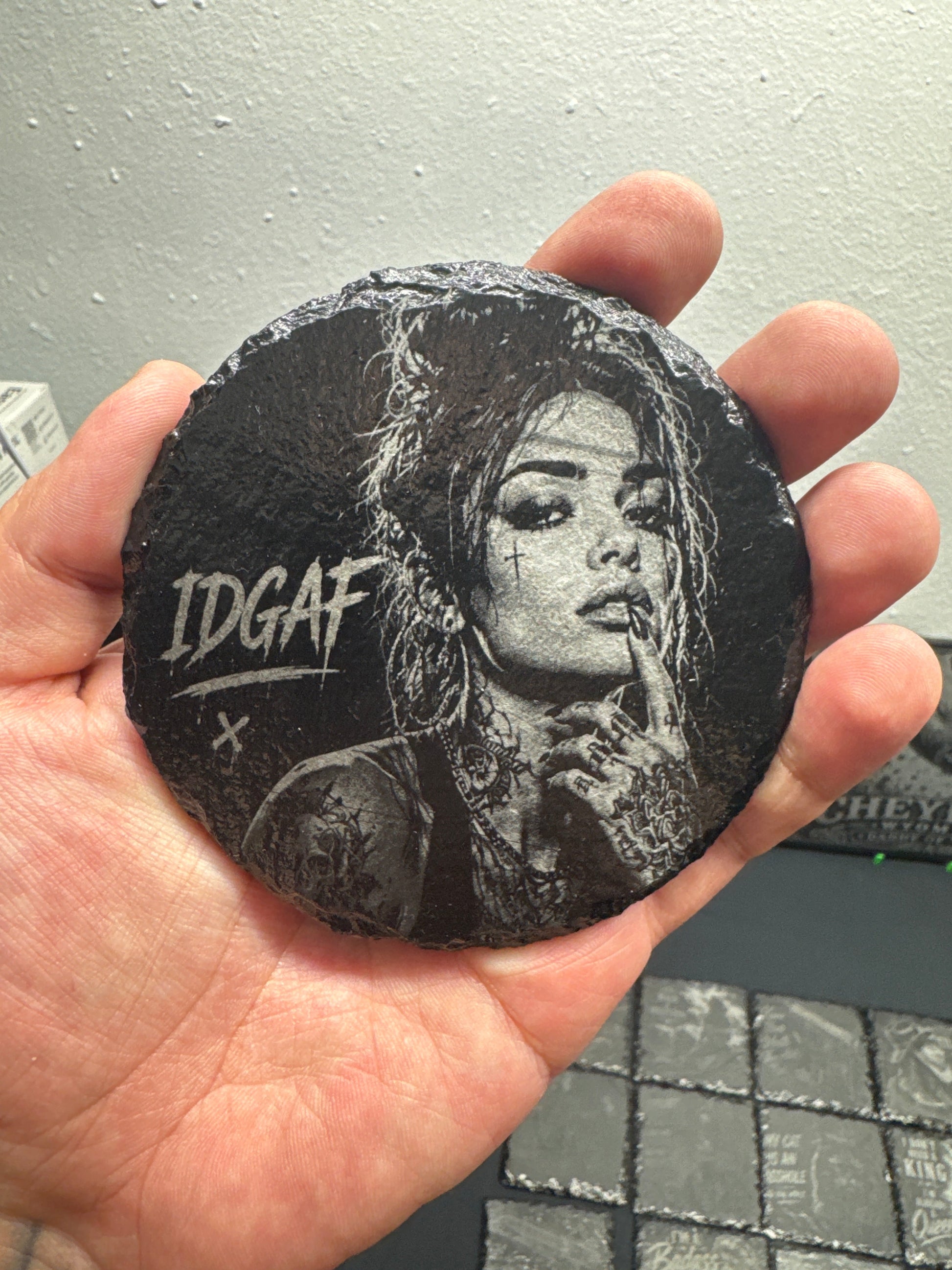 Engraved slate coaster collection