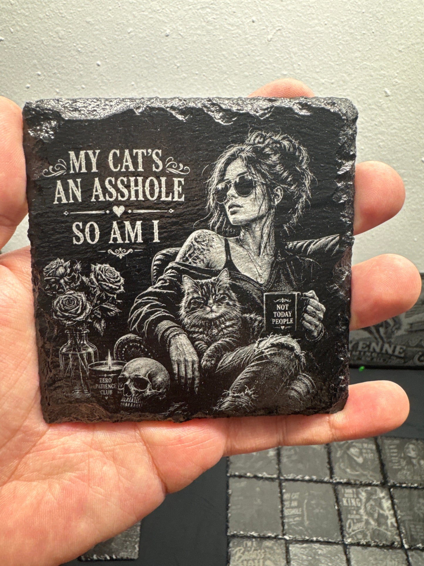 Slate coaster attitude designs