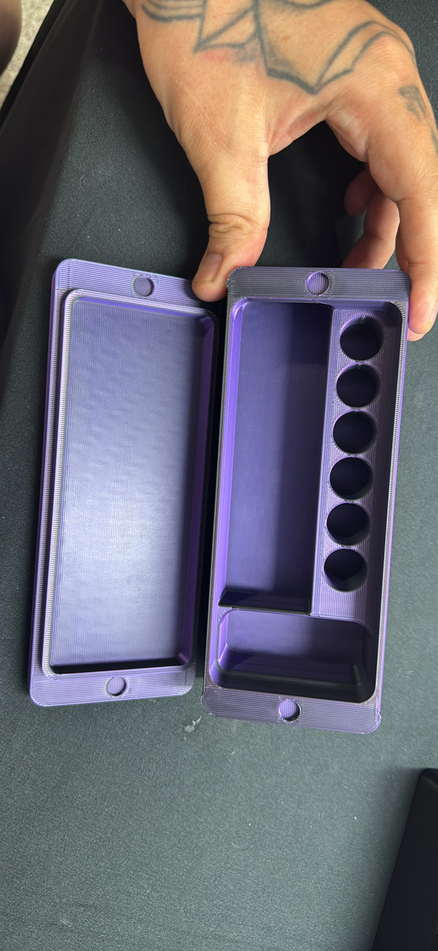 Peptide vial case open showing vial and syringe storage