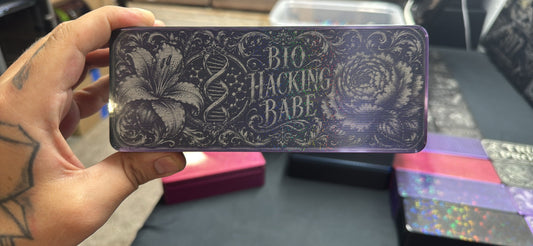 Custom engraved peptide vial case with wolf king design