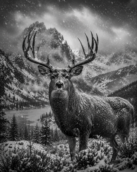 Mountain Mule deer 12x12